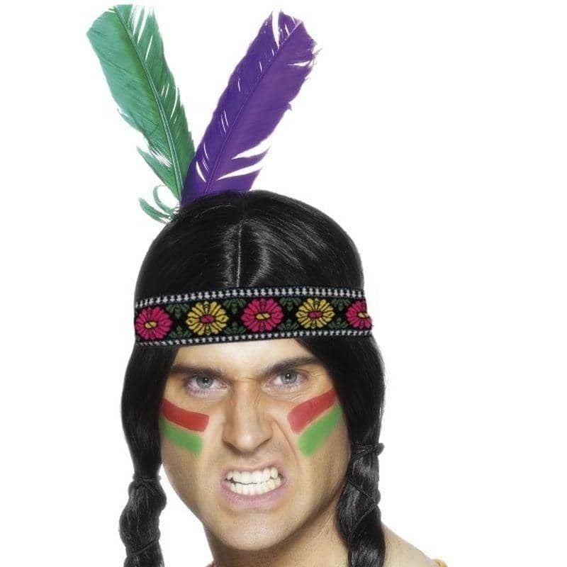 Costumes Australia Native American Inspired Feathered Headband Adult Multi_1