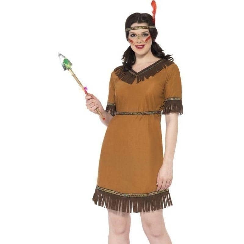 Costumes Australia Native American Inspired Indian Maiden Costume Adult Brown Dress_1