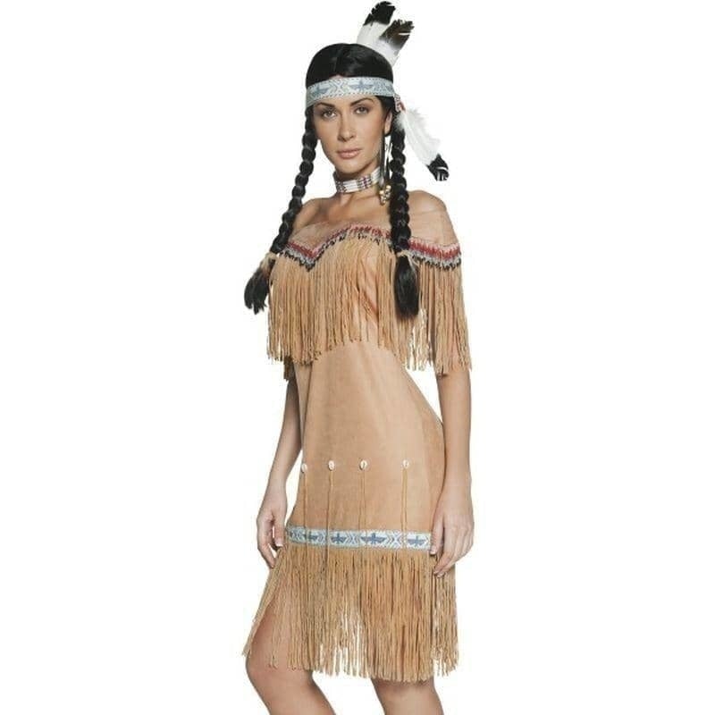 Costumes Australia Native American Inspired Lady Costume Adult Beige Dress_2