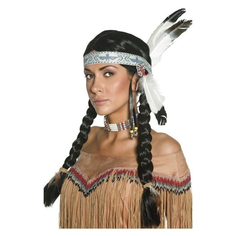 Costumes Australia Size Chart Native American Inspired Wig White Black Feather