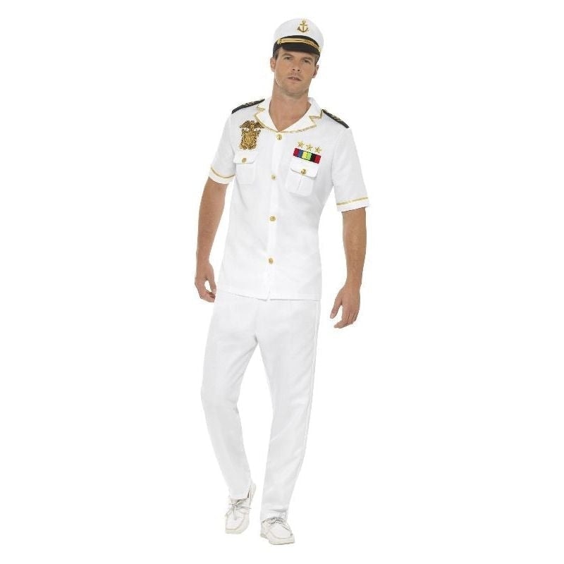 Costumes Australia Naval Captain Costume Adult White Shirt Hat Trousers_2