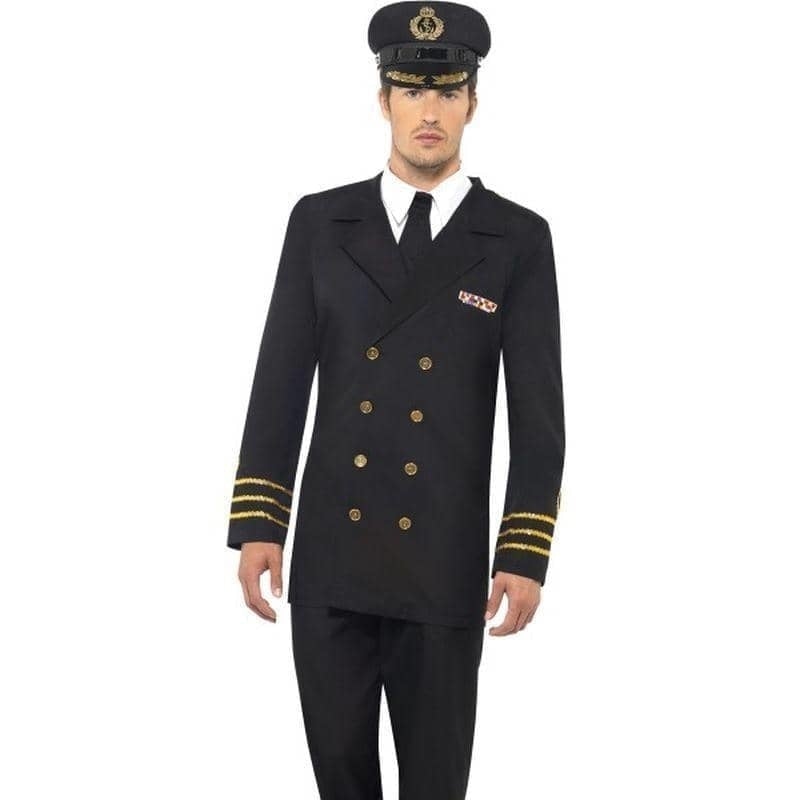 Costumes Australia Navy Officer Authentic Adult Black Uniform Suit Costume_1