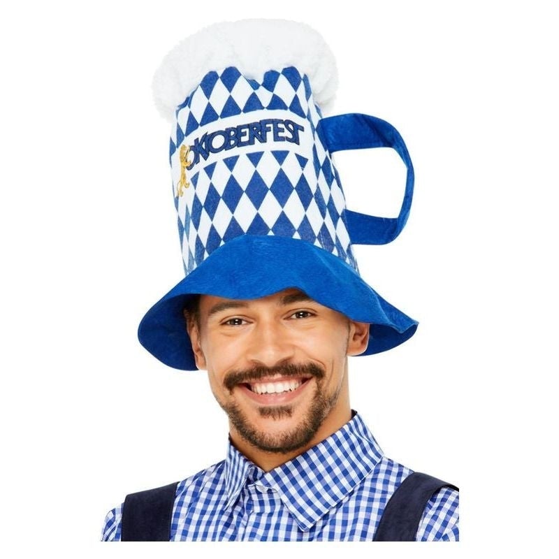 Costumes Australia Oktoberfest Beer Hat Blue & White Chequered_1