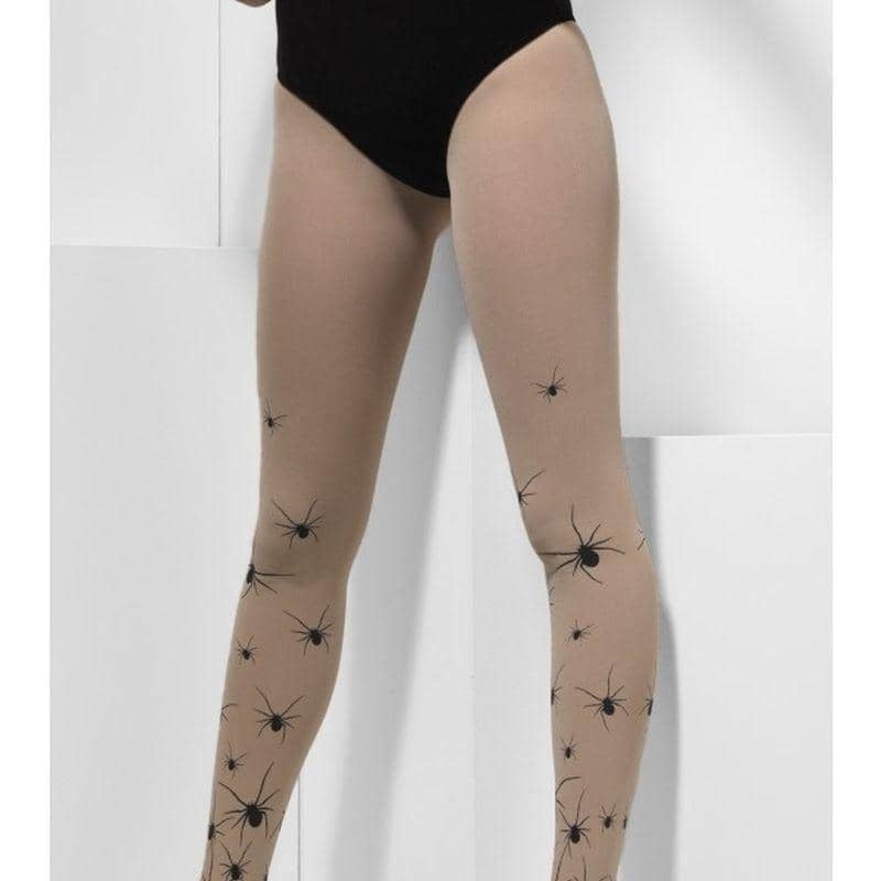 Costumes Australia Opaque Tights With Spiders Adult Nude Black_1