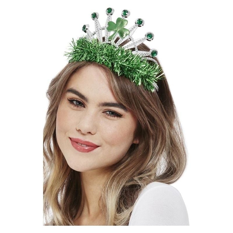 Costumes Australia Paddys Day Green One Size Adult Tiara Crown with Tinsel_1