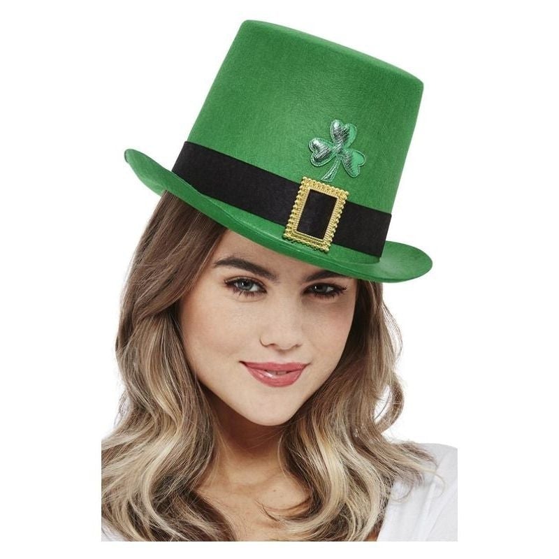 Costumes Australia Paddys Day Top Hat Adult Green Shamrock Motif_1