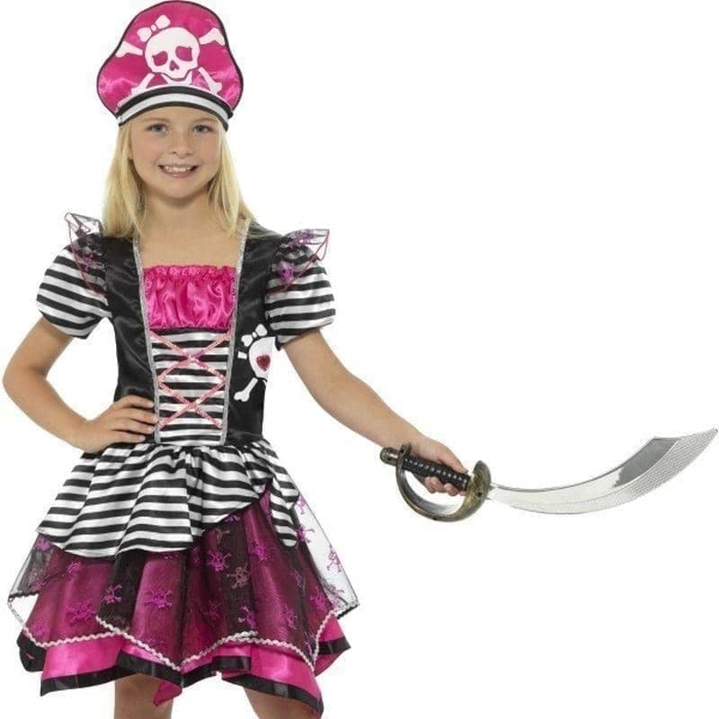 Costumes Australia Perfect Pirate Girl Costume Kids Black Pink_1