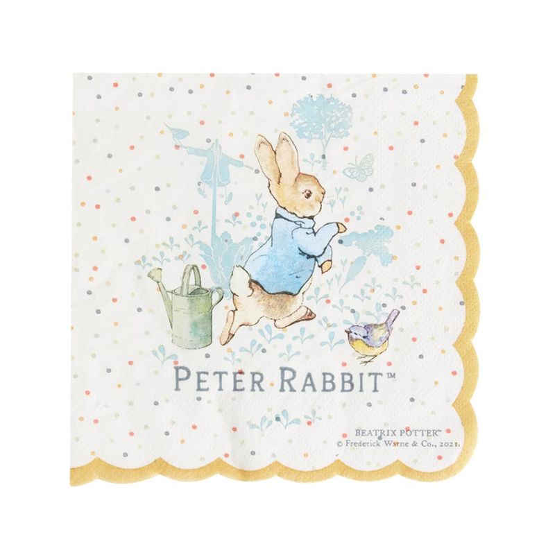 Costumes Australia Peter Rabbit Classic Tableware Party Napkins x16 All Cream Blue_1