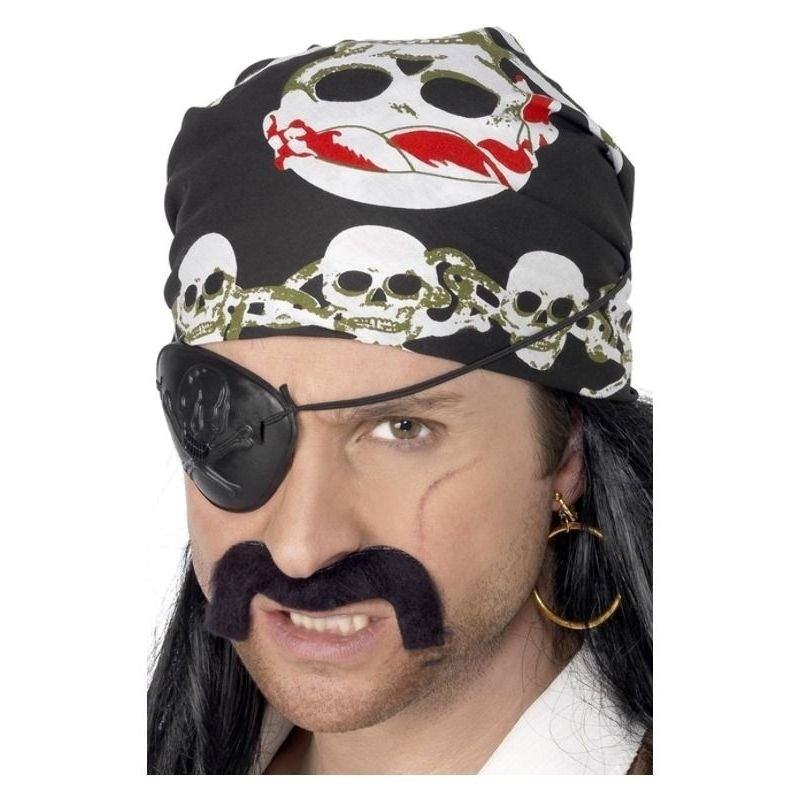 Costumes Australia Size Chart Pirate Bandana Black with Skull Print