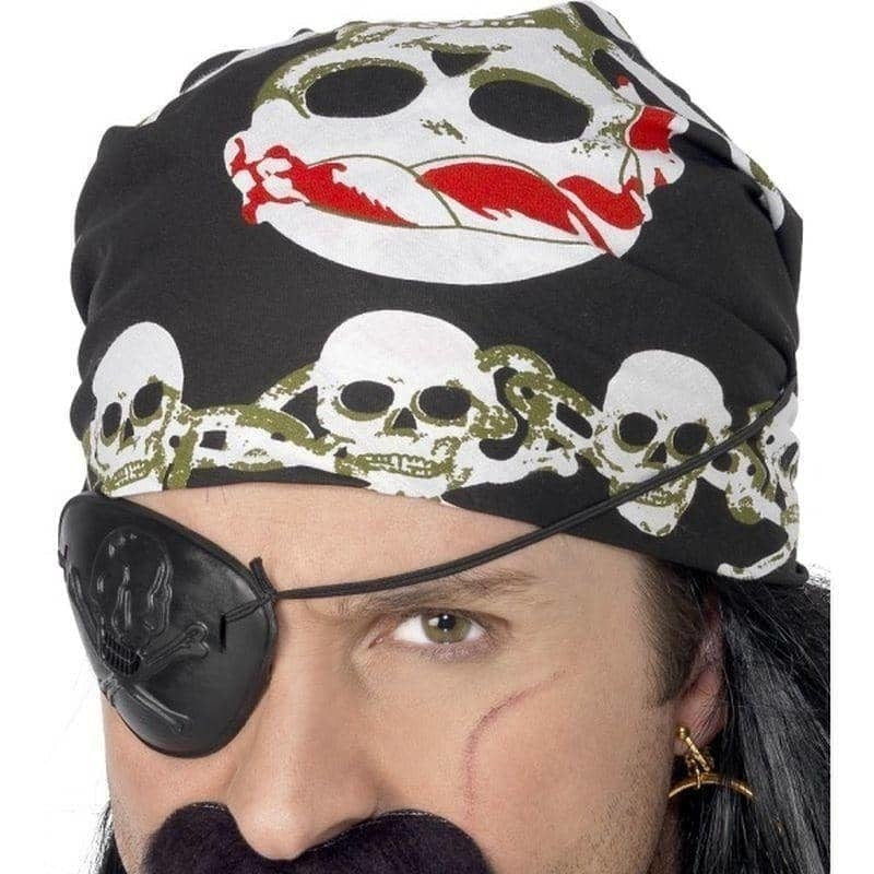 Costumes Australia Pirate Bandana Black with Skull Print_1