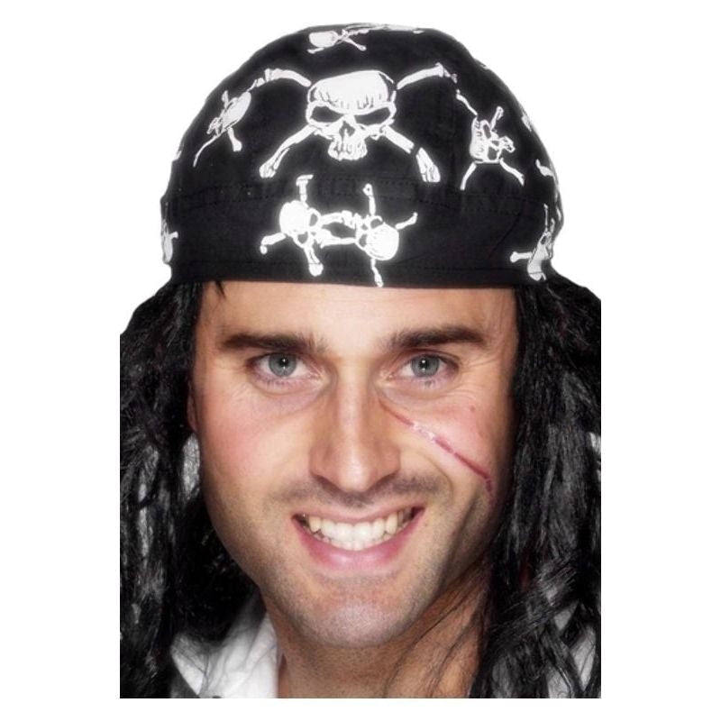 Costumes Australia Size Chart Pirate Bandana Skull and Crossbones Design Adult Black