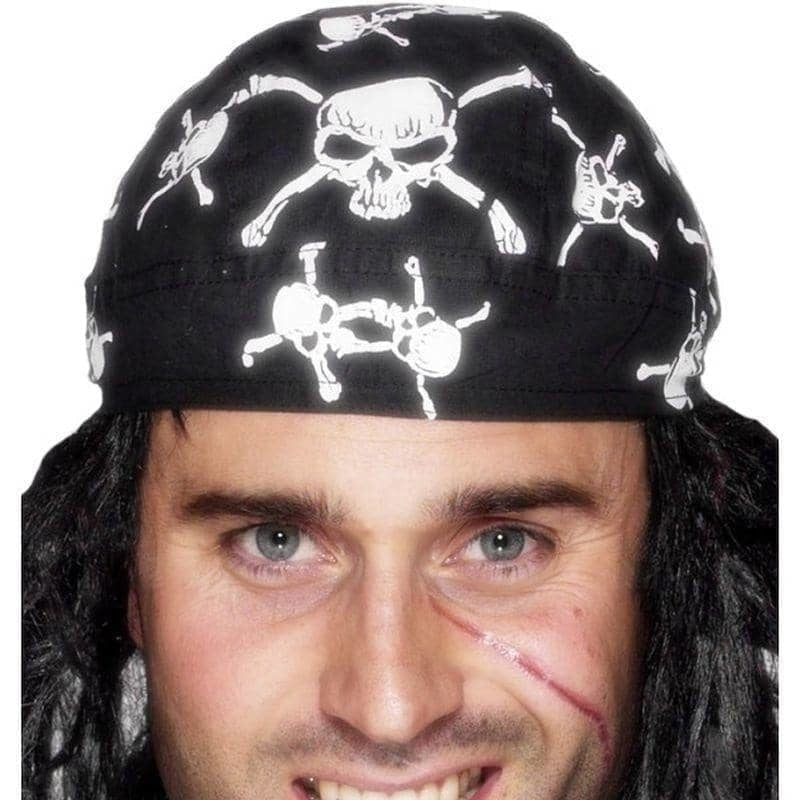 Costumes Australia Pirate Bandana Skull and Crossbones Design Adult Black_1