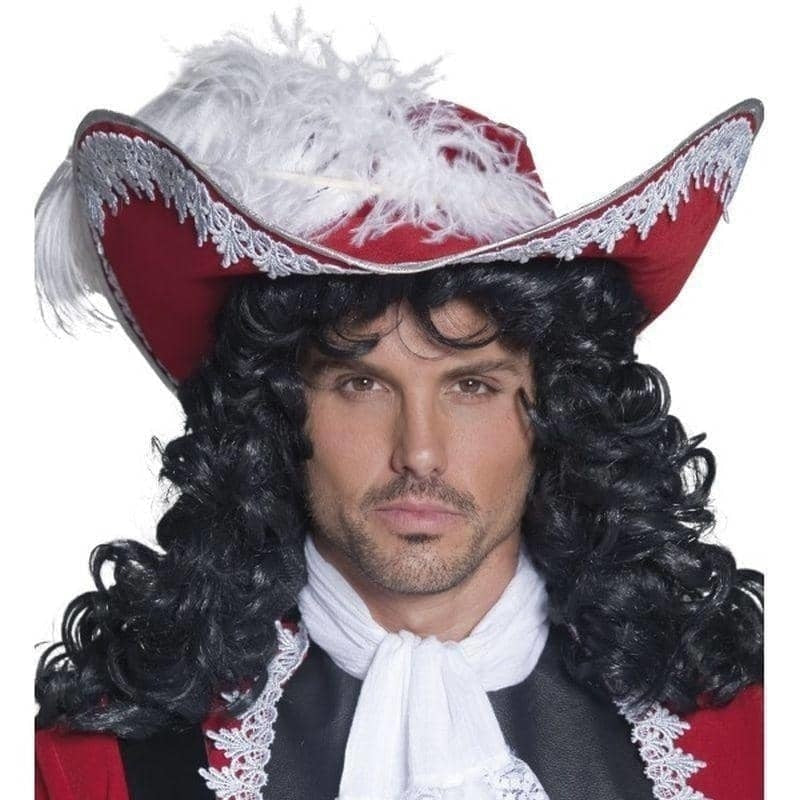 Costumes Australia Pirate Captain Hat Adult Red With Feather_1
