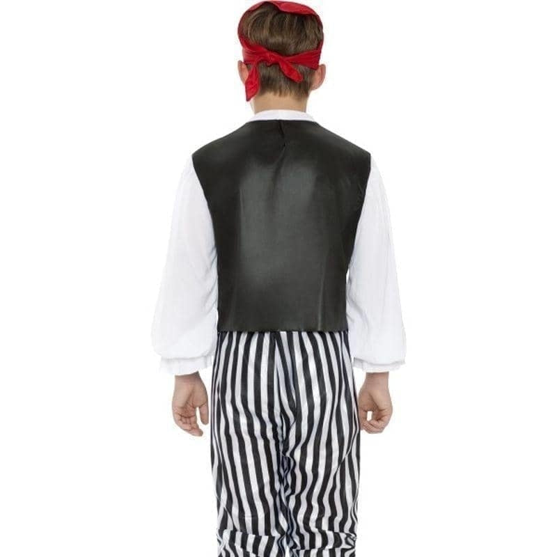 Costumes Australia Pirate Costume Kids Black White Red Shirt Waistcoat Trousers Belt Headscarf Boot Covers_2