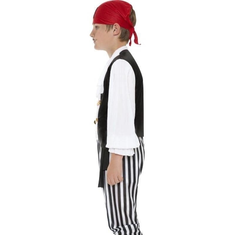 Costumes Australia Pirate Costume Kids Black White Red Shirt Waistcoat Trousers Belt Headscarf Boot Covers_3