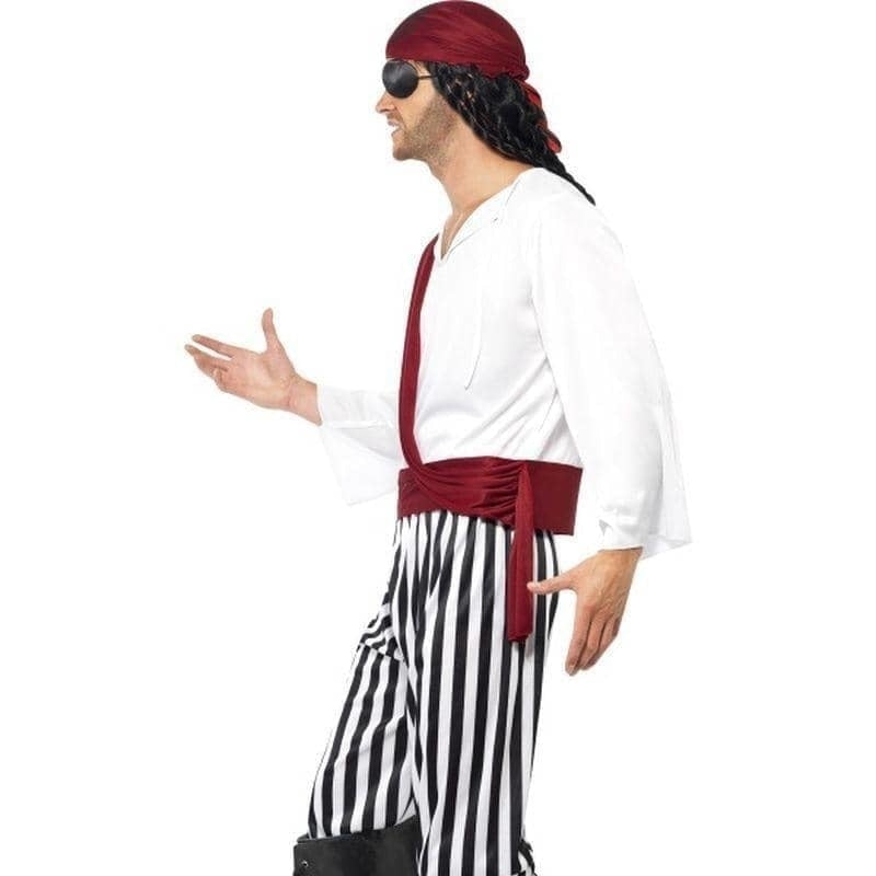 Costumes Australia Pirate Man Costume Adult White Black Red Shirt Trousers Headpiece Belt_3