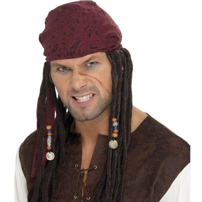 Costumes Australia Pirate Wig & Scarf Adult Brown_1