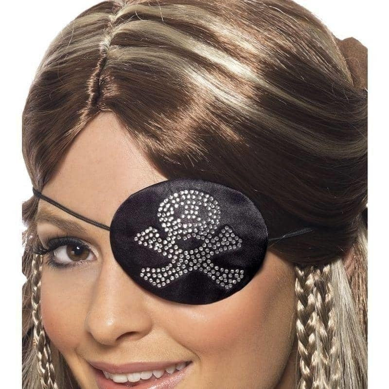 Costumes Australia Pirates Eyepatch Adult Black Diamante Motif Costume Accessory_1