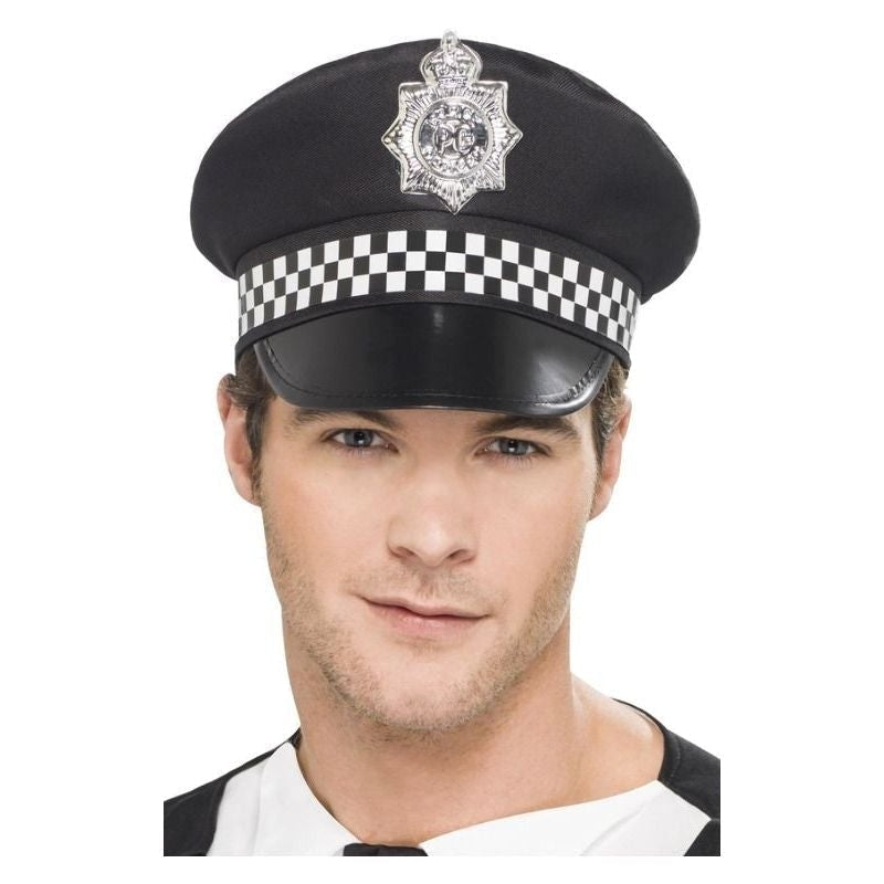 Costumes Australia Size Chart Police Panda Cap Adult Black Check Band Badge