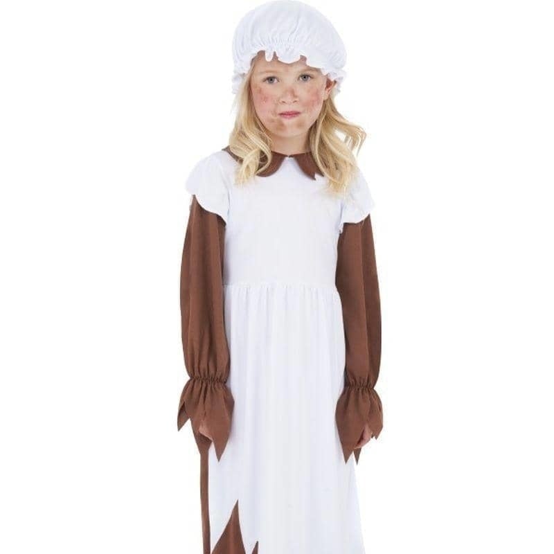 Costumes Australia Poor Victorian Costume Kids Brown Dress White Apron Hat_1