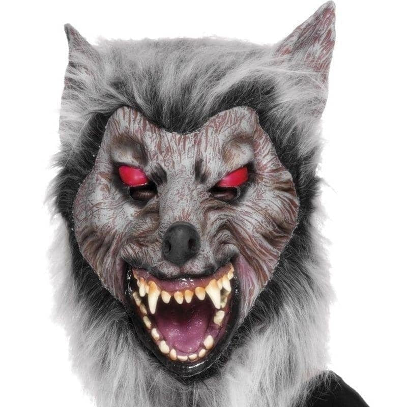 Costumes Australia Prowler Wolf Mask Adult Grey Latex Costume Accessory_1