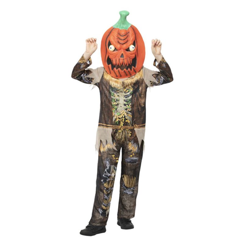 Costumes Australia Pumpkin Scarecrow Reaper Costume Child Brown Orange_1