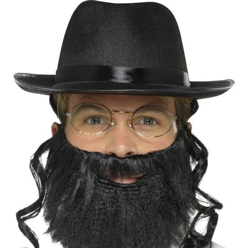 Costumes Australia Rabbi Kit Adult Black Hat Grey Beard Glasses_1