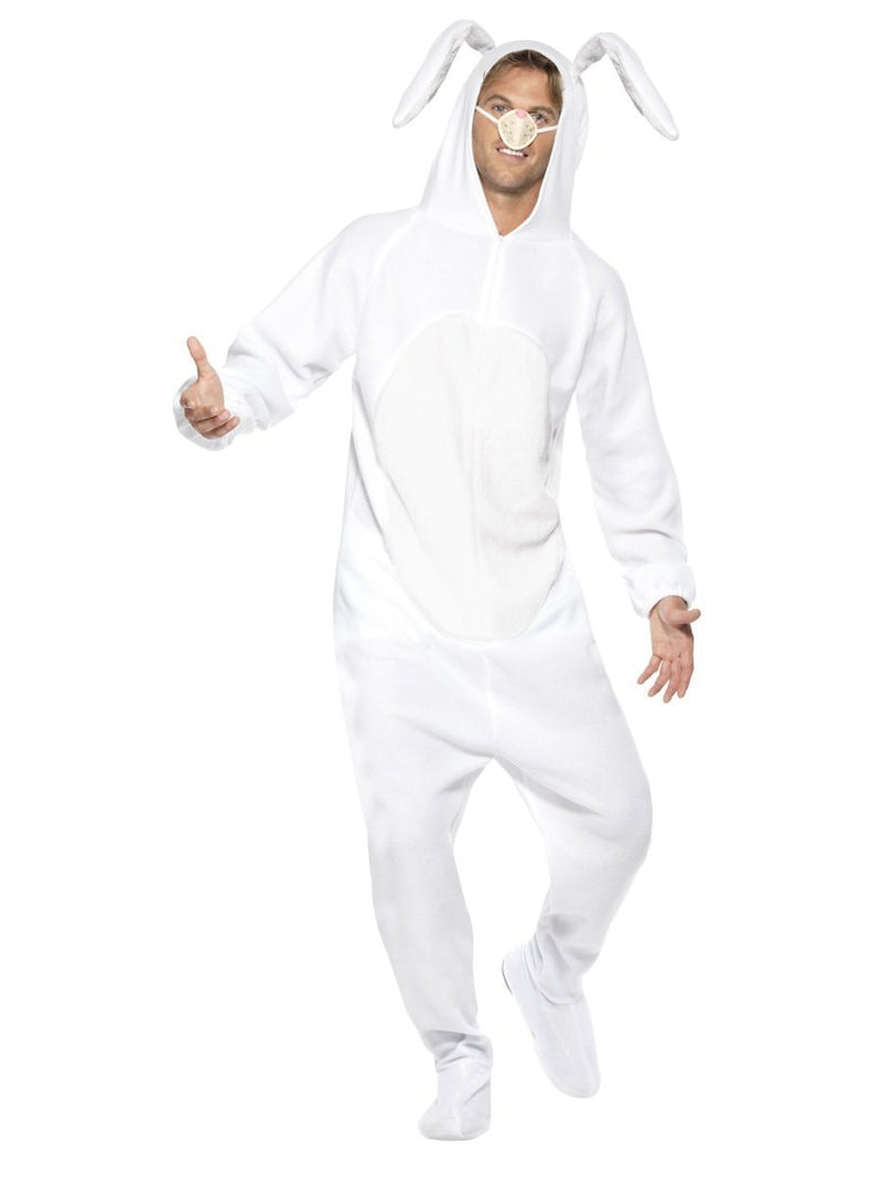 Costumes Australia Rabbit Costume Adult White Onesie Nose Hood_2