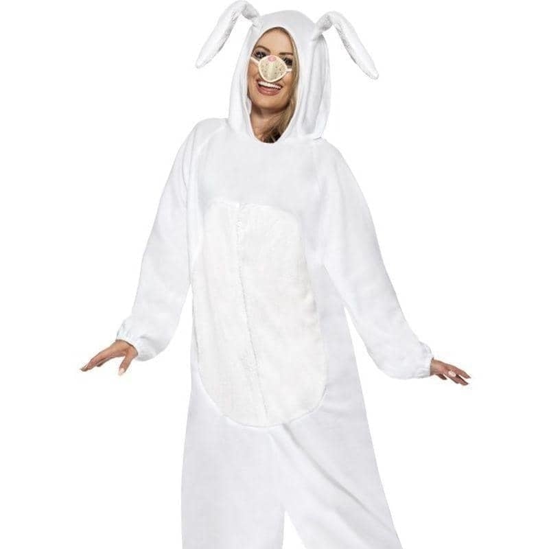 Costumes Australia Rabbit Costume Adult White Onesie Nose Hood_1