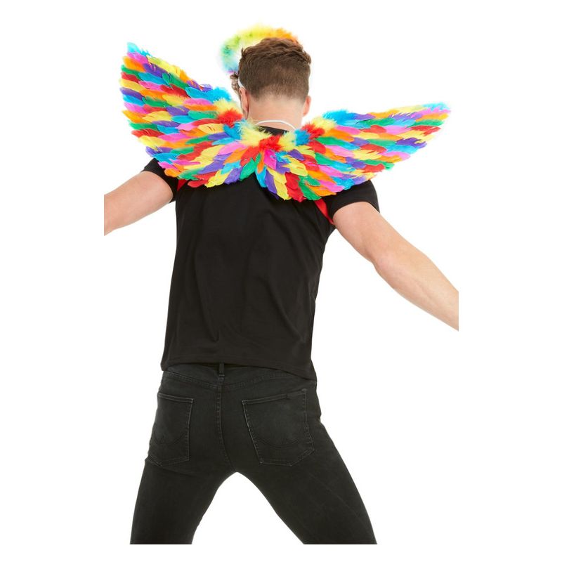 Costumes Australia Rainbow Feather Wings Multi-Coloured Adult_2