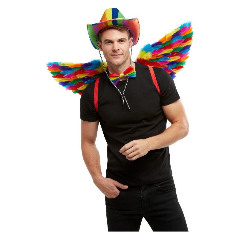 Costumes Australia Rainbow Feather Wings Multi-Coloured Adult_1