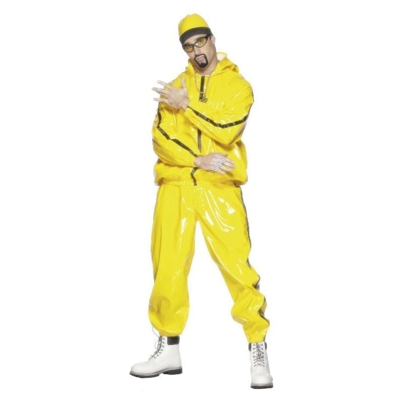 Costumes Australia Rapper Suit Ali G Adult Yellow PVC Tracksuit_2