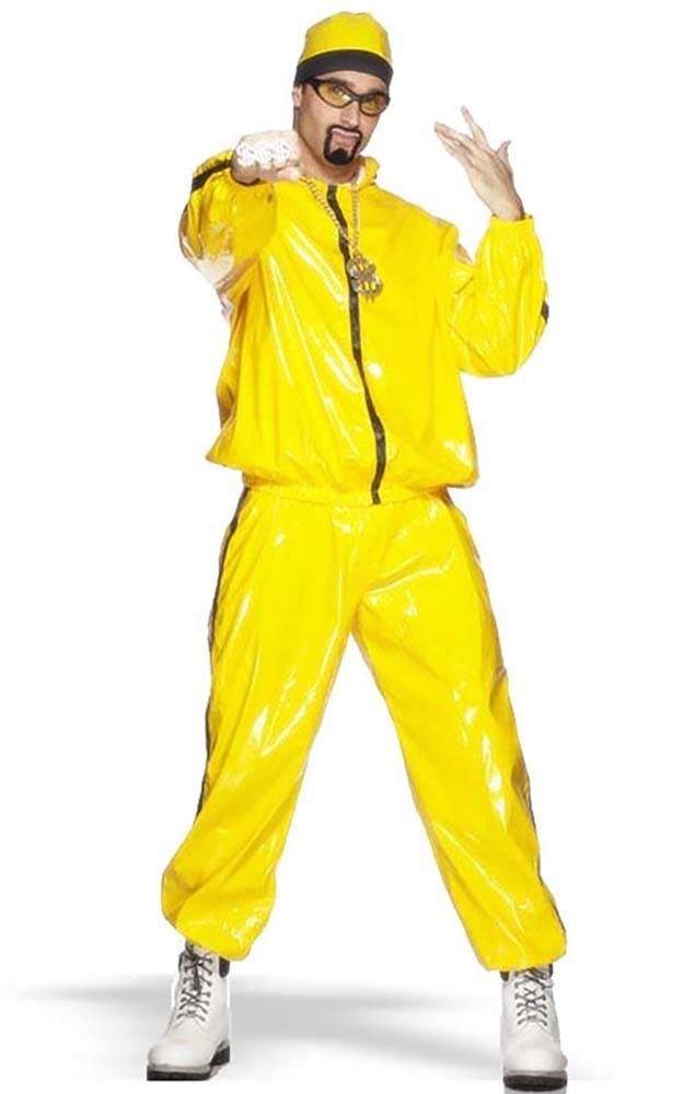 Costumes Australia Rapper Suit Ali G Adult Yellow PVC Tracksuit_3