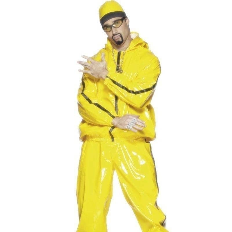 Costumes Australia Rapper Suit Ali G Adult Yellow PVC Tracksuit_1
