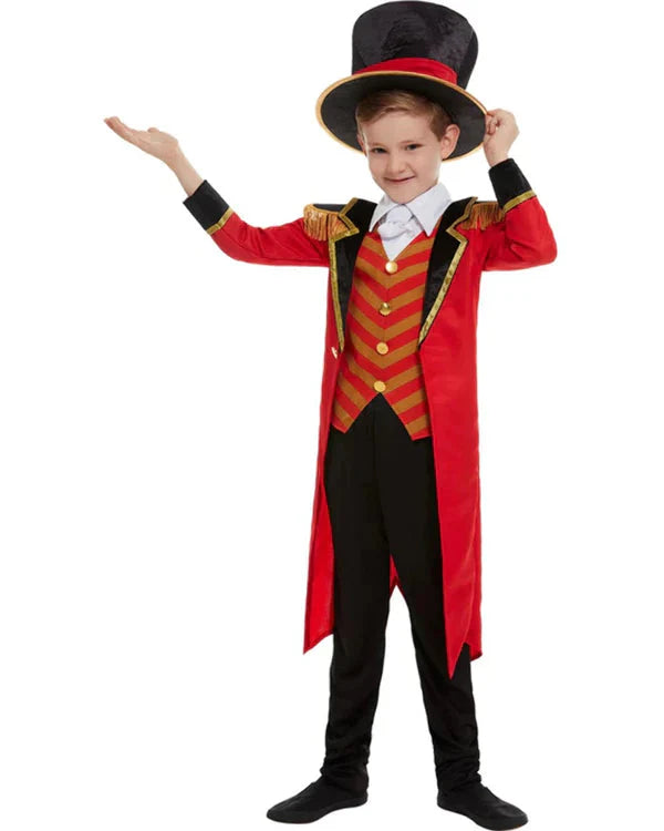 Costumes Australia Ringmaster Deluxe Boys Costume Red Jacket, Mock Shirt, Trousers And Hat_2
