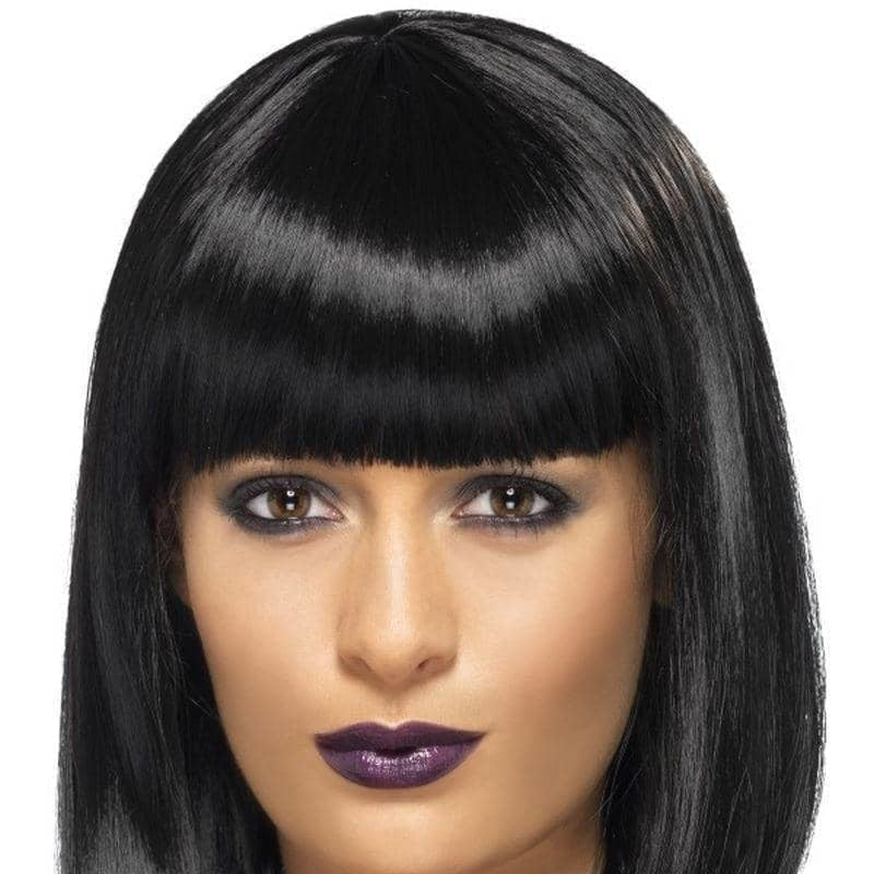 Costumes Australia RnB Star Wig Adult Black Short Blunt Cut Bob with Fringe_1