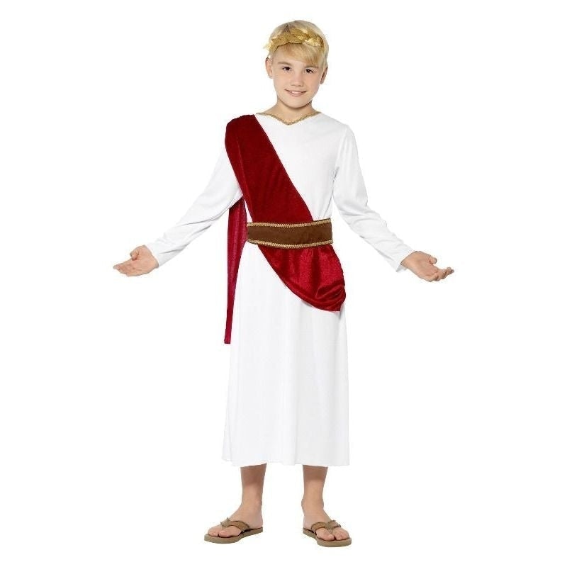 Costumes Australia Roman Boy Costume Kids White Robe Red Sash Belt Headpiece_2