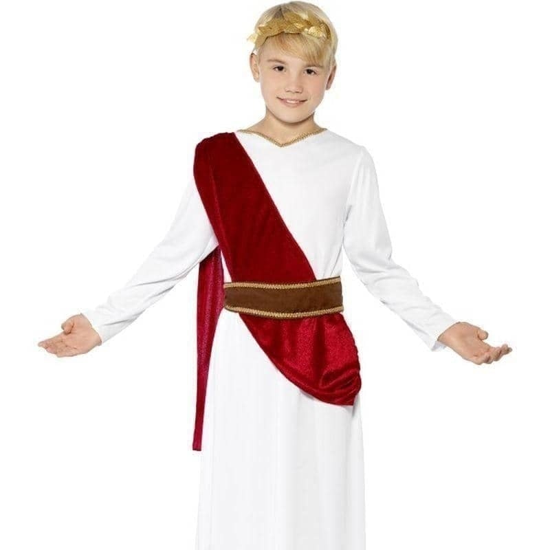 Costumes Australia Roman Boy Costume Kids White Robe Red Sash Belt Headpiece_1