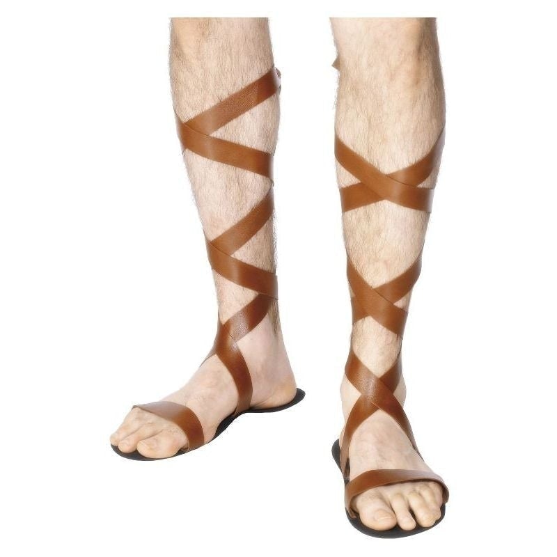 Costumes Australia Roman Sandals Adult Brown_2