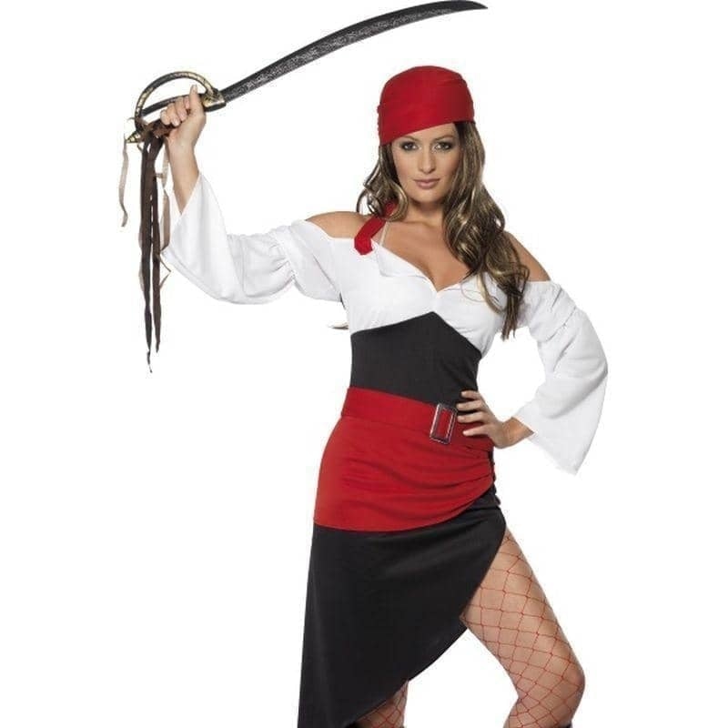 Costumes Australia Sassy Pirate Wench Costume With Skirt Adult Black Red White_1