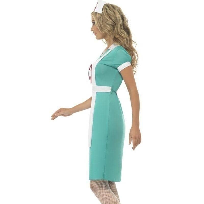 Costumes Australia Scrub Nurse Costume Adult Green Dress Mock Apron Headpiece_3