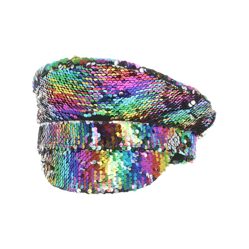 Costumes Australia Sequin Captains Hat Rainbow Adult_1