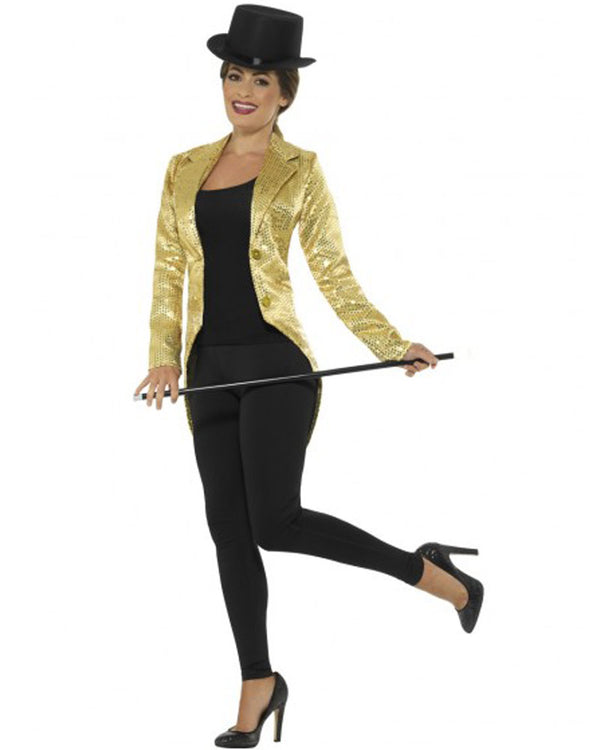 Costumes Australia Sequin Tailcoat Jacket Ladies Adult Gold_3