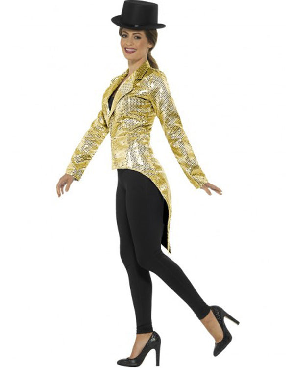 Costumes Australia Sequin Tailcoat Jacket Ladies Adult Gold_4