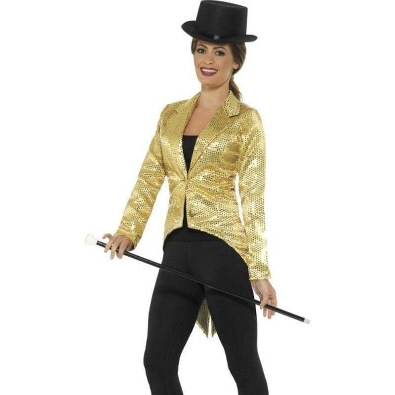 Costumes Australia Sequin Tailcoat Jacket Ladies Adult Gold_1