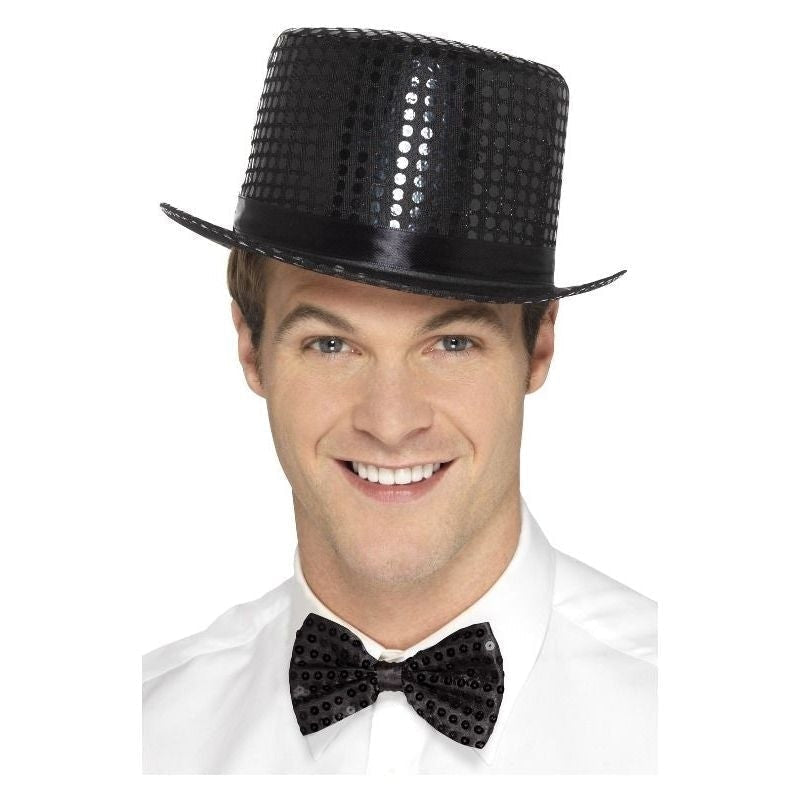 Costumes Australia Size Chart Sequin Top Hat Adult Black