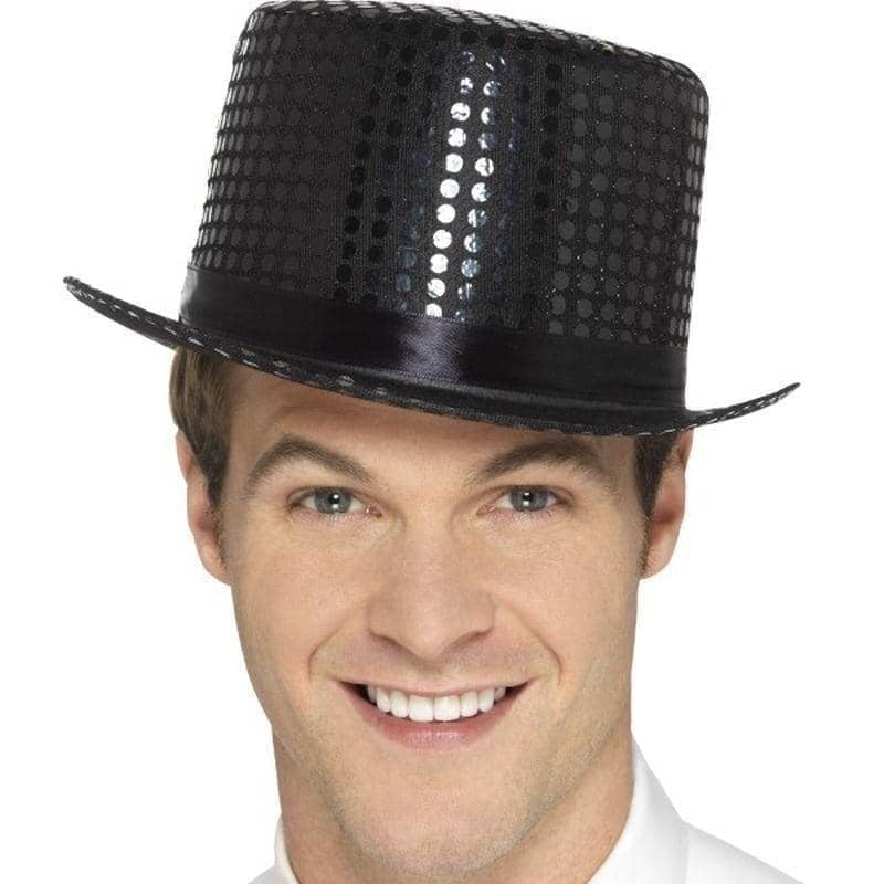 Costumes Australia Sequin Top Hat Adult Black_1