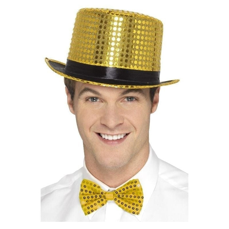 Costumes Australia Sequin Top Hat Adult Gold_2