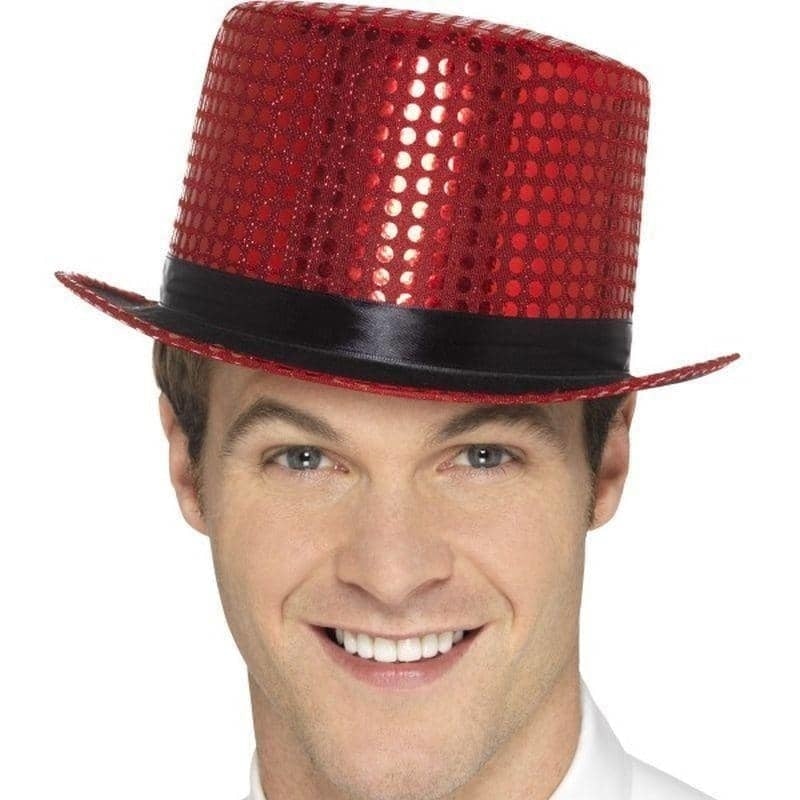 Costumes Australia Sequin Top Hat Adult Red_1