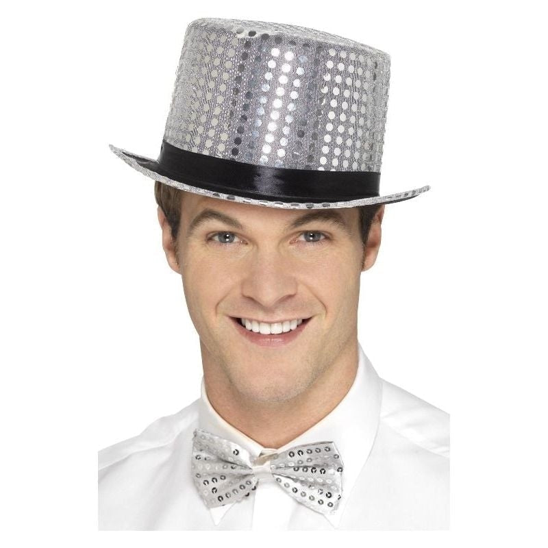 Costumes Australia Size Chart Sequin Top Hat Adult Silver